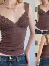 Women Summer y2k Fairy Grunge Short Sleeve Crop Tops V Neck Lace Trim Patchwork Slim Fit T-Shirt Low Cut Tee Streetwear